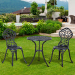Bistro Set Garden Coffee Table Chair Outdoor Dining Set | Black