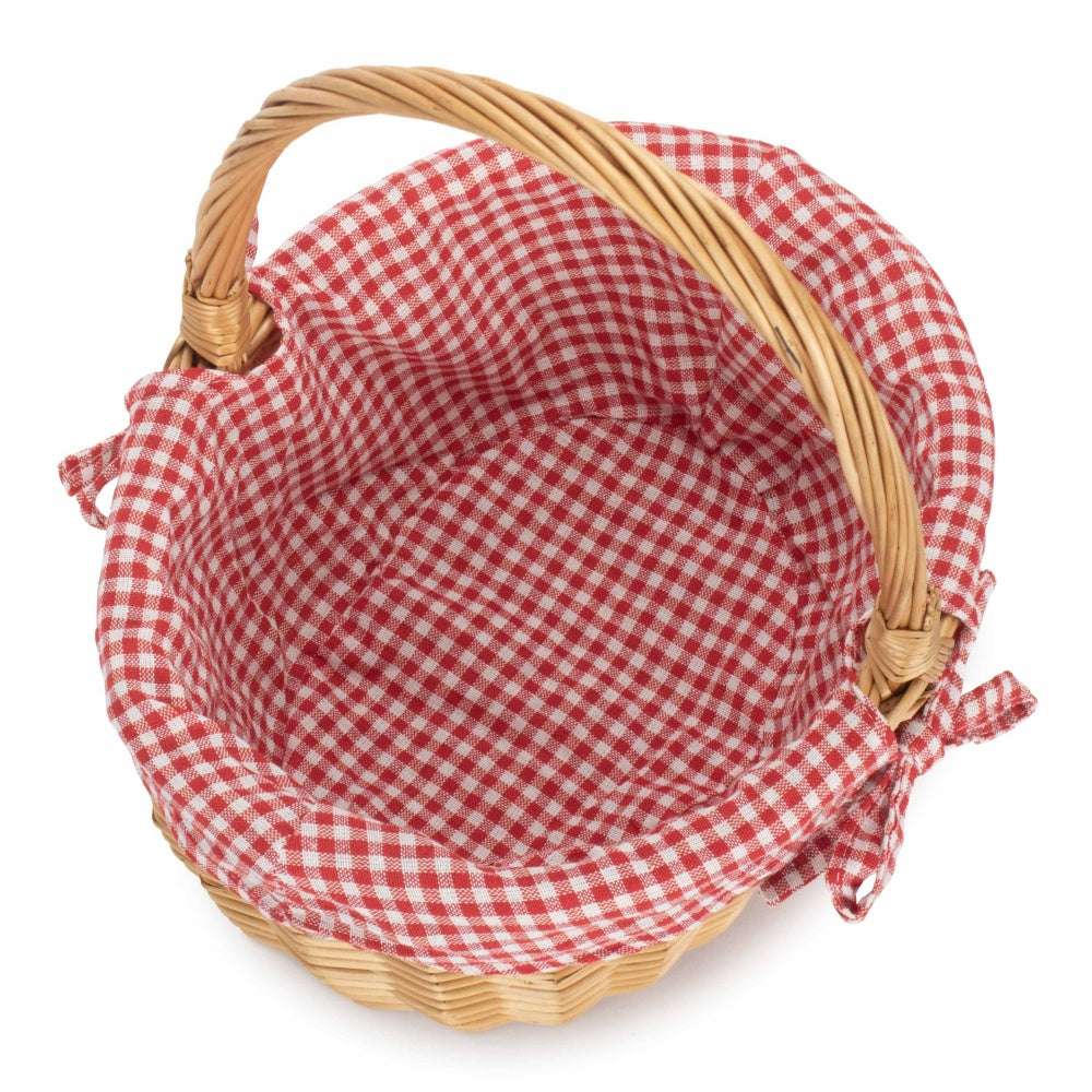 Wicker Shopping Basket Buff Willow Oval Shopper | Red