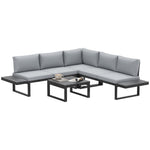 4 Pcs Garden Set W/ 5-level Recline Corner Conversation Set