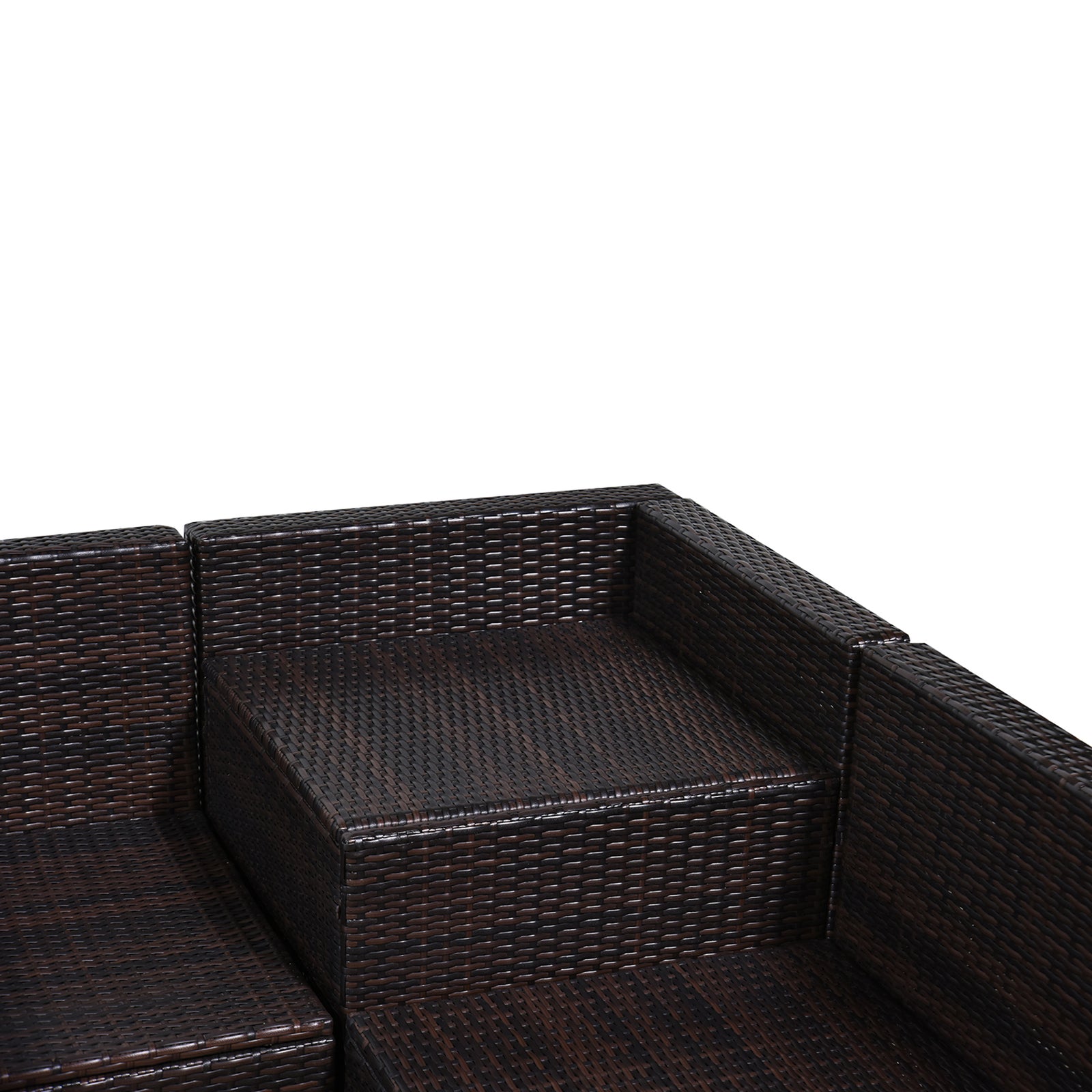8pcs Patio Rattan Sofa Set Garden Furniture Side Table | Pale Brown