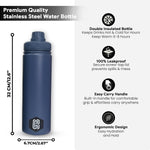 800ml Insulated Stainless Steel Water Bottle Magnetic Phone Holder | Blue