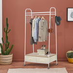 Rolling Coat Rack Clothes Stand Garment Storage Shelf