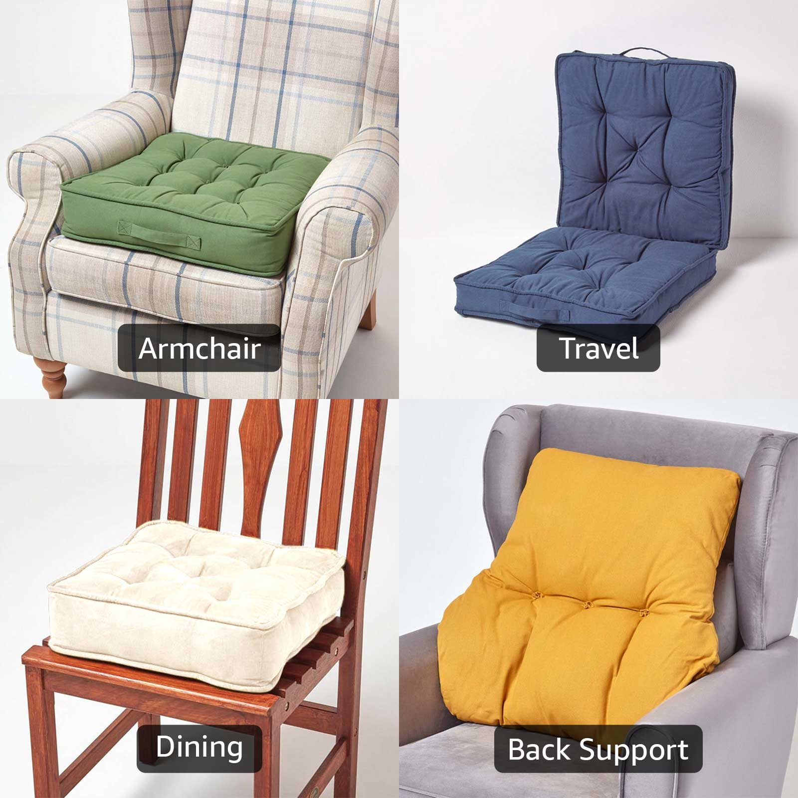 Cotton Armchair Booster Cushion | 50cm x 50cm | Forest Green