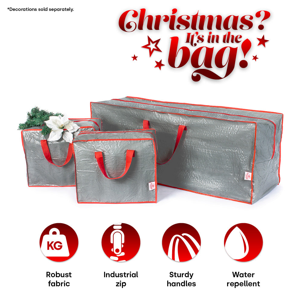 Christmas Storage Set Tree Bag And Ornament Bags Grey