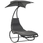 Patio Rocking Chaise Lounge With Canopy And Pillow