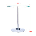 70 cm Dia  Round Clear Glass Top Dining Table With Pedestal Base