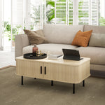 Coffee Table With Storage And Sliding Doors For Living Room