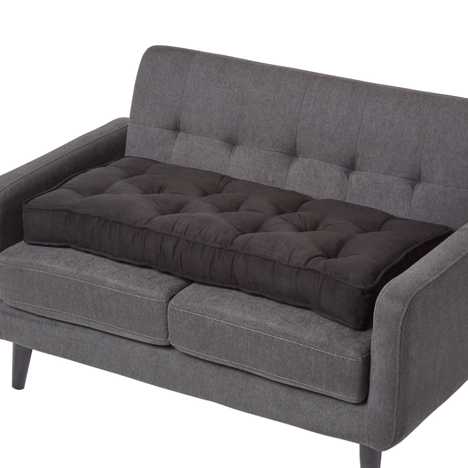 Faux Suede 2 Seater Booster Cushion | 50cm x 100cm | Black
