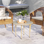 60cm Faux Marble Side Table, Beige
