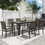 6 Seater Aluminium Garden Dining Set With Stackable Chairs | Brown
