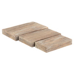 Wood Shallow Wooden Plinth Tray | Set-of-3 | Brown