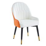 Set Of 2 Pu Leather Dining Chairs Modern Styled Dining Room Chair Padded | One Size | Orange