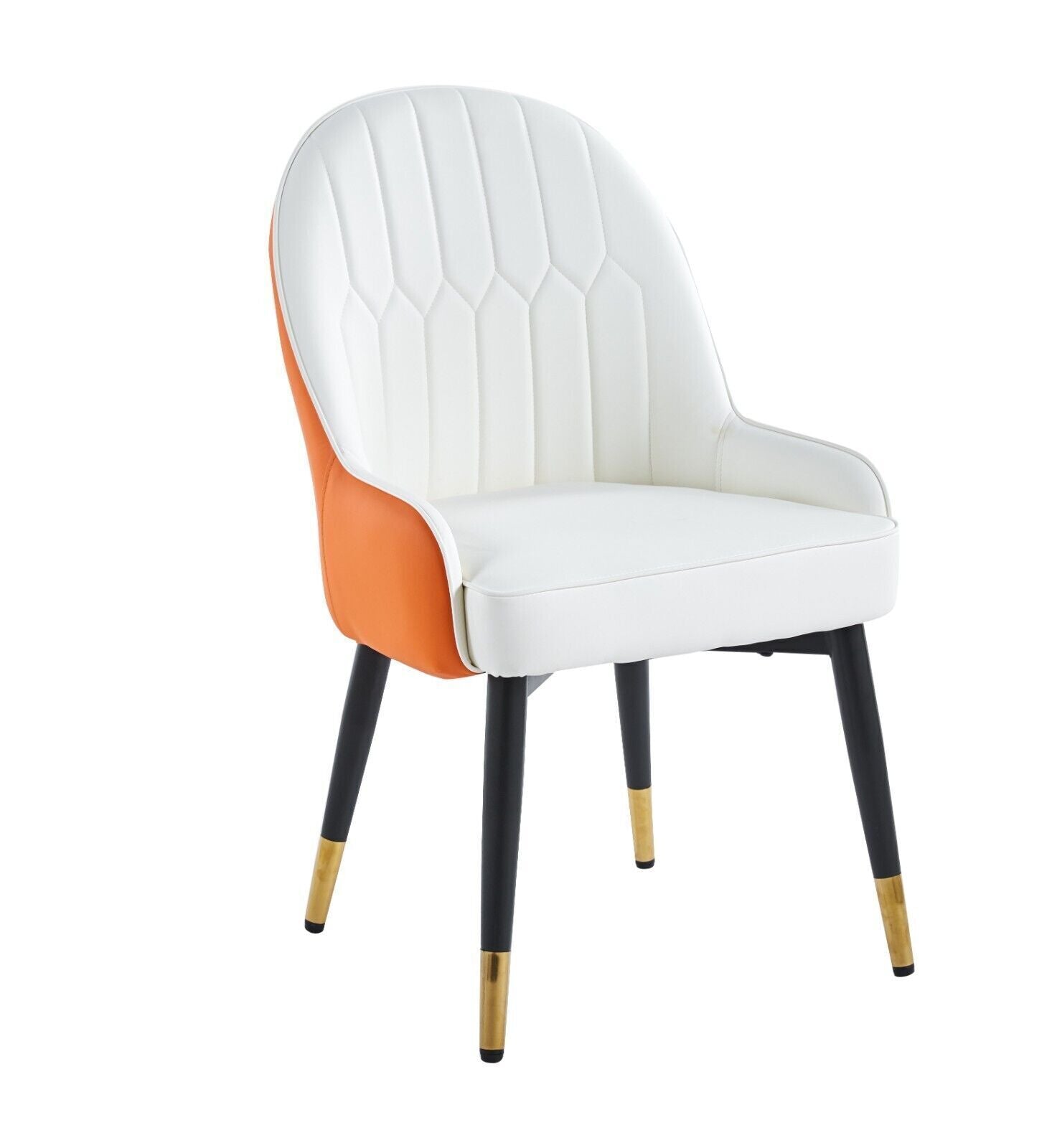 Set Of 2 Pu Leather Dining Chairs Modern Styled Dining Room Chair Padded | One Size | Orange
