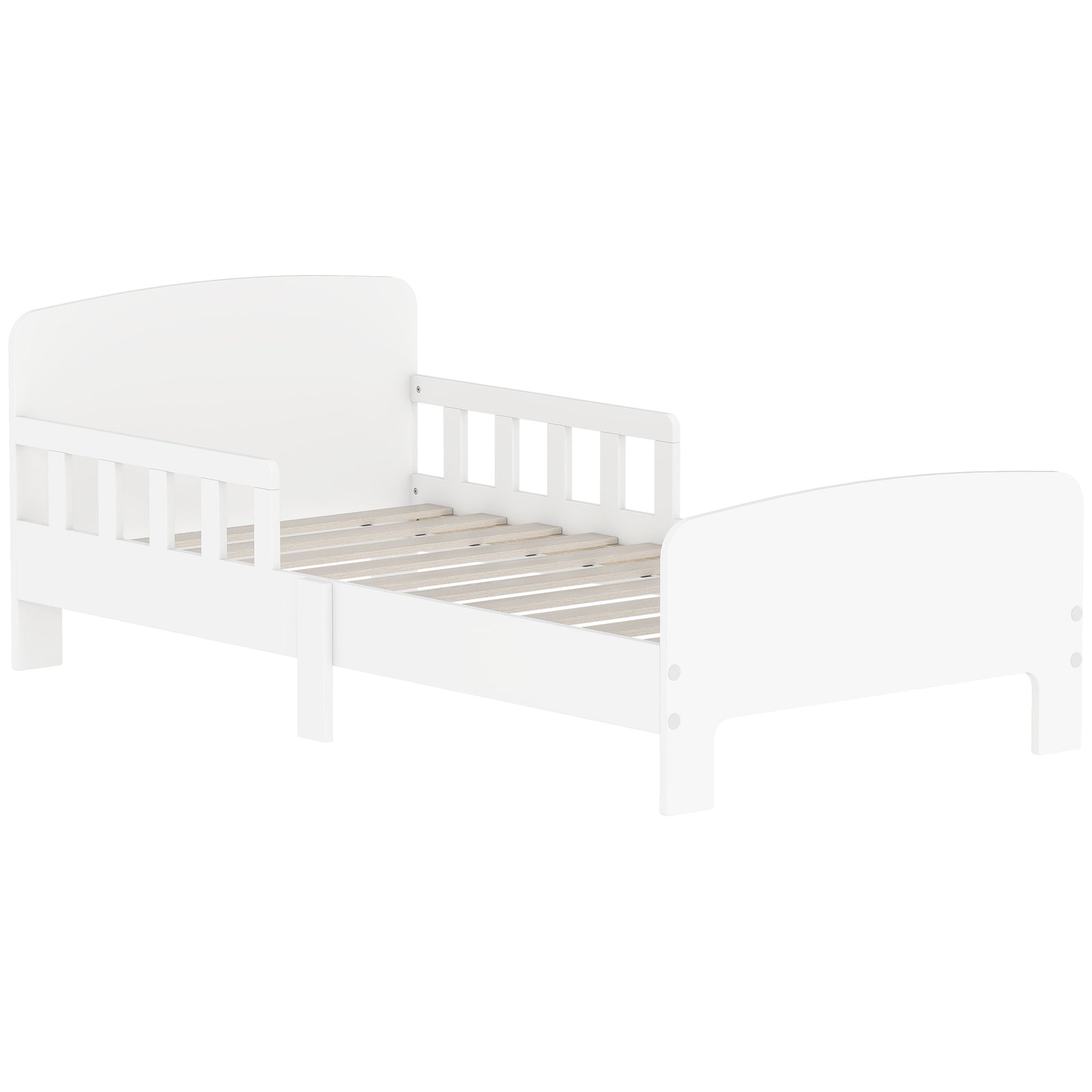 Kids Toddler Bed Frame With Safety Side Rails For 3-8 Years, White