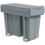 HOMCOM Under-sink Kitchen Trash Bin, 2 Removable Recycling Containers, Grey