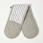 Grey Stripe Cotton Double Oven Glove