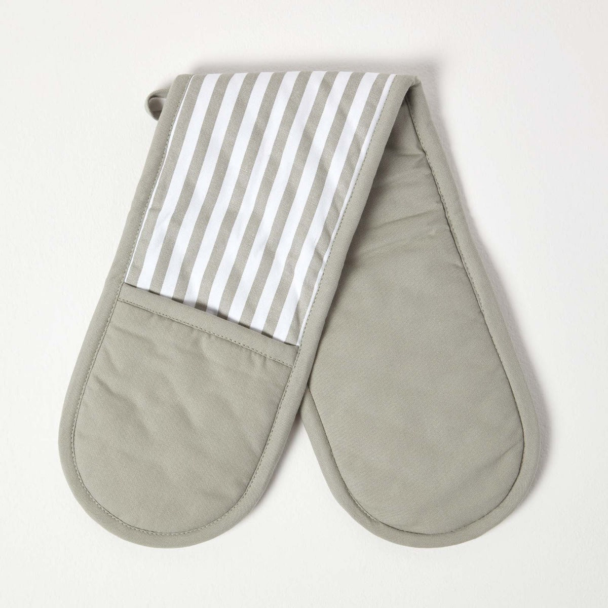 Grey Stripe Cotton Double Oven Glove