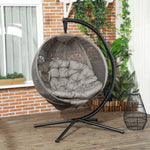Hanging Chair W/ Metal Stand, Thick Cushion, Foldable Basket