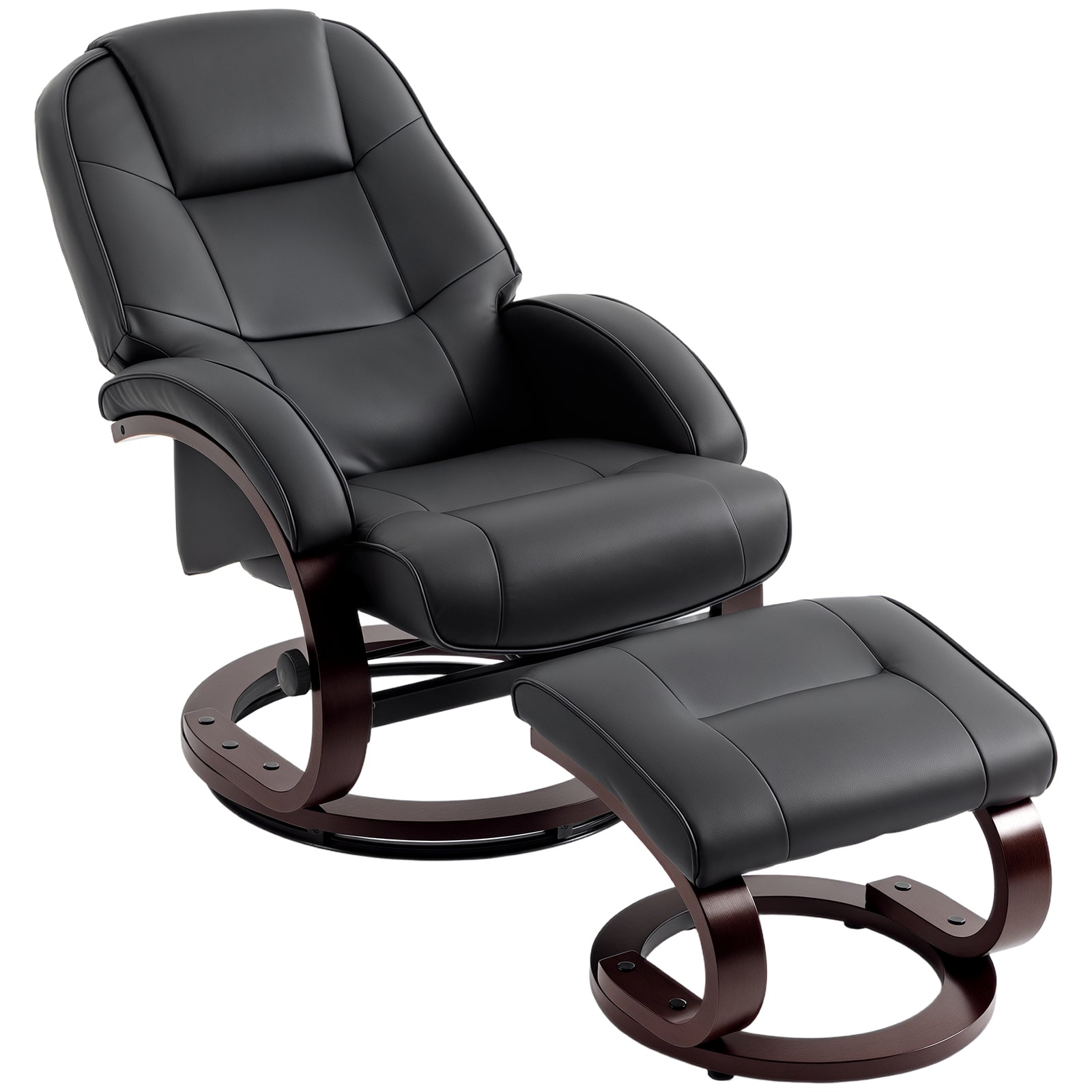 Recliner Chair With Footstool, Swivel Recliner Armchair | Black