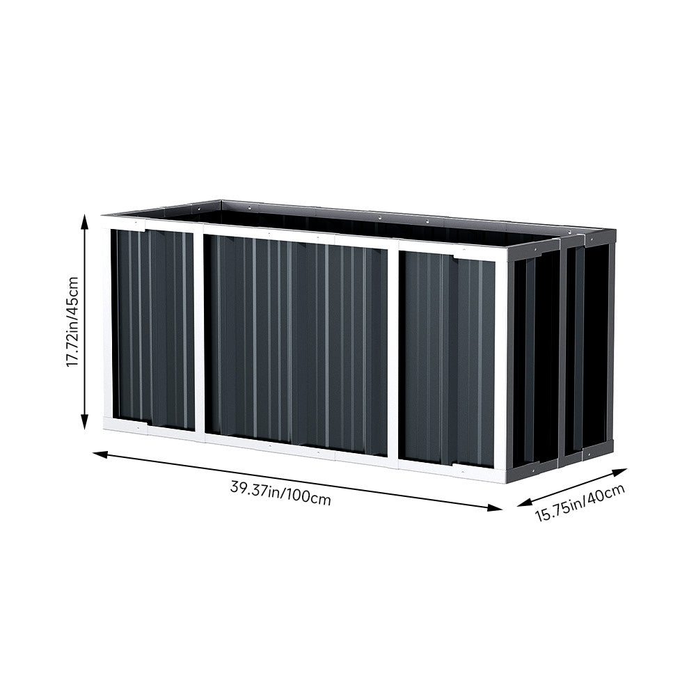 Anthracite Grey Raised Garden Bed Galvanized Raised Garden Bed Outdoor Heightened Steel Metal Planter Box | Small