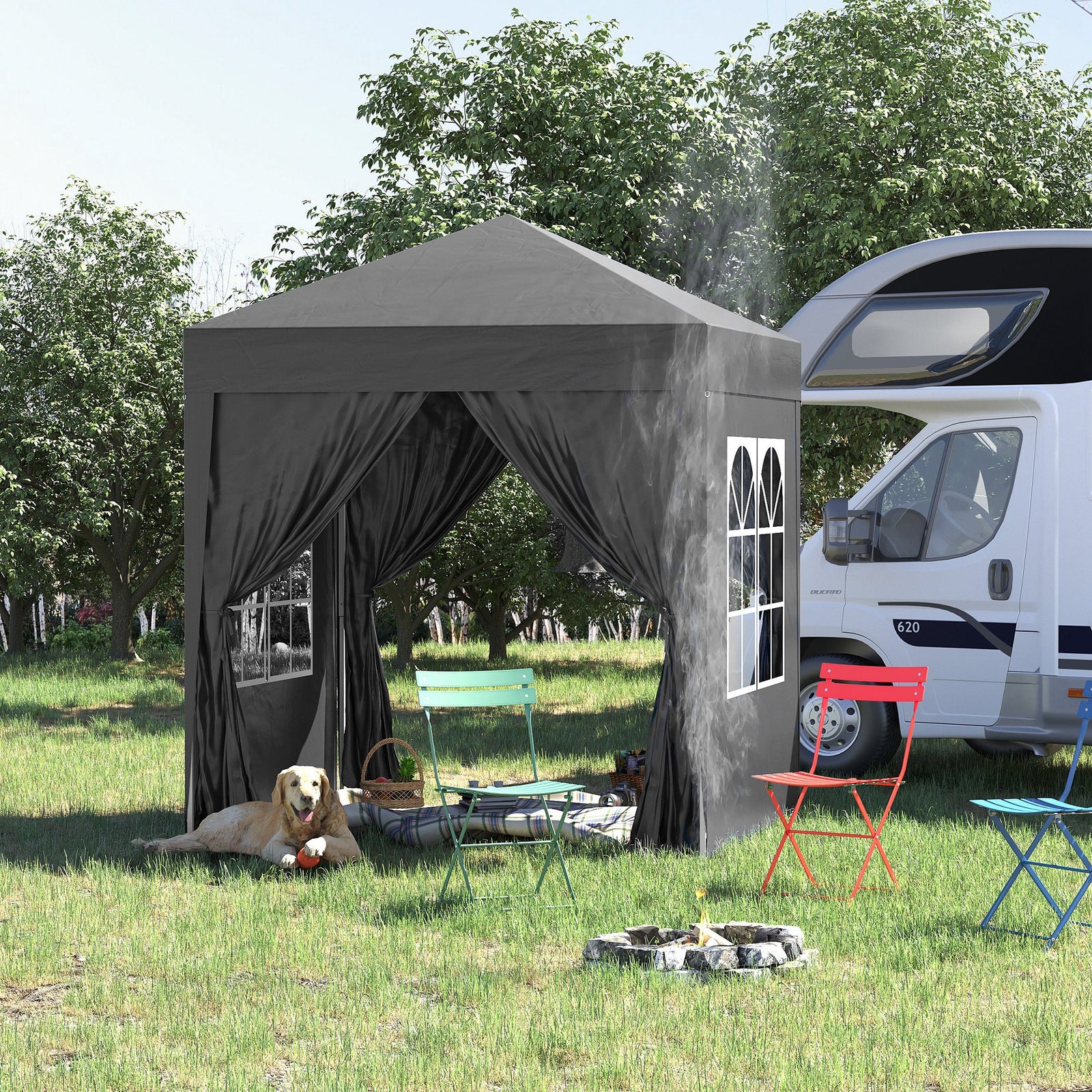 2mx2m Pop Up Gazebo Party Tent Canopy Marquee W/ Storage Bag | Black