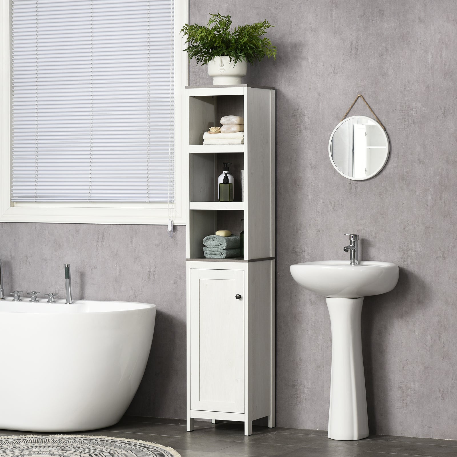 Bathroom Storage Cabinet Door Cupboard And Adjustable Shelf