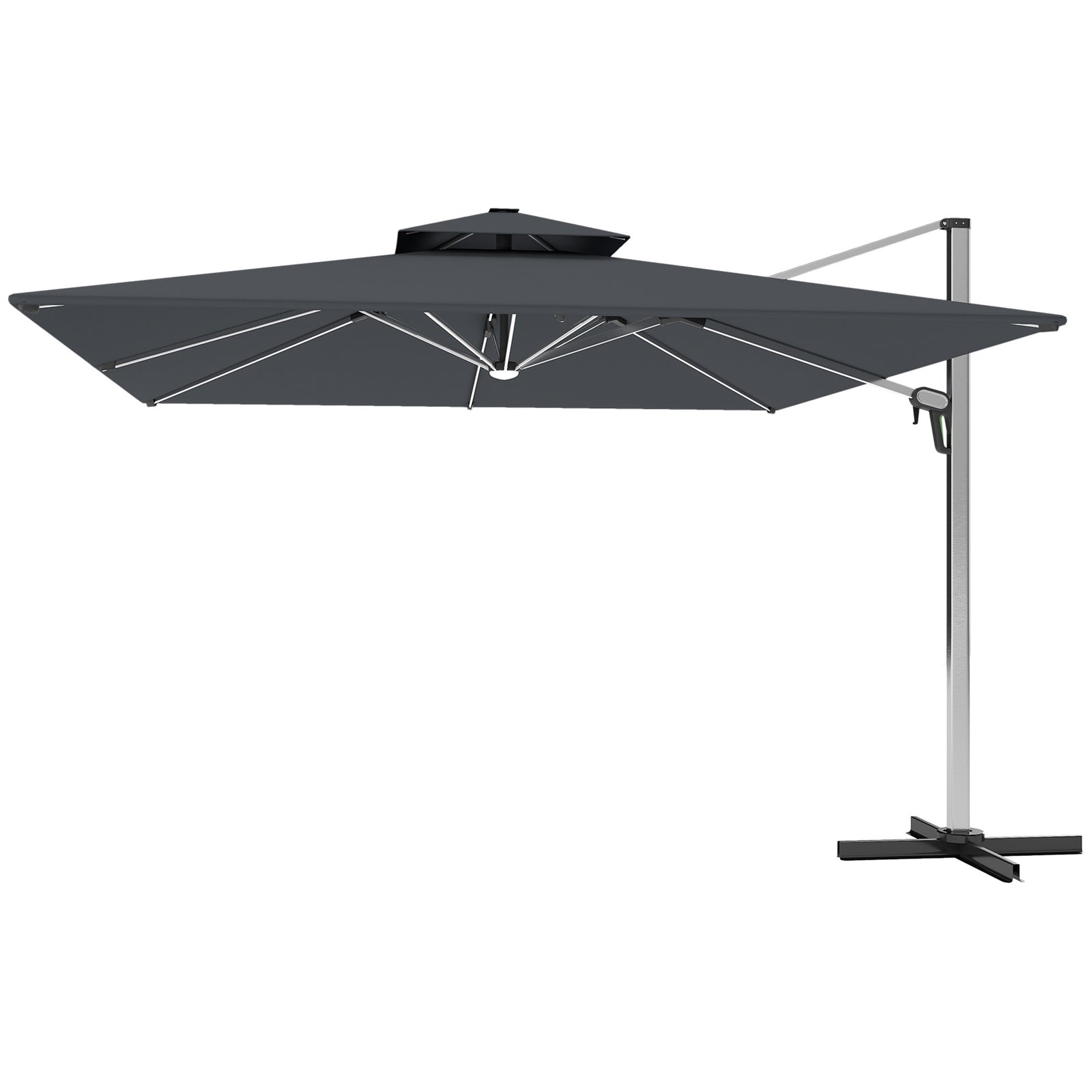 3m Garden Cantilever Parasol, Solar Led Lights