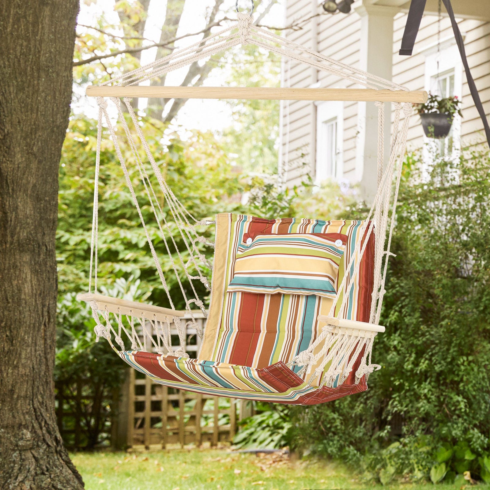 Hanging Hammock Chair Thick Rope Frame Safe Wide Seat