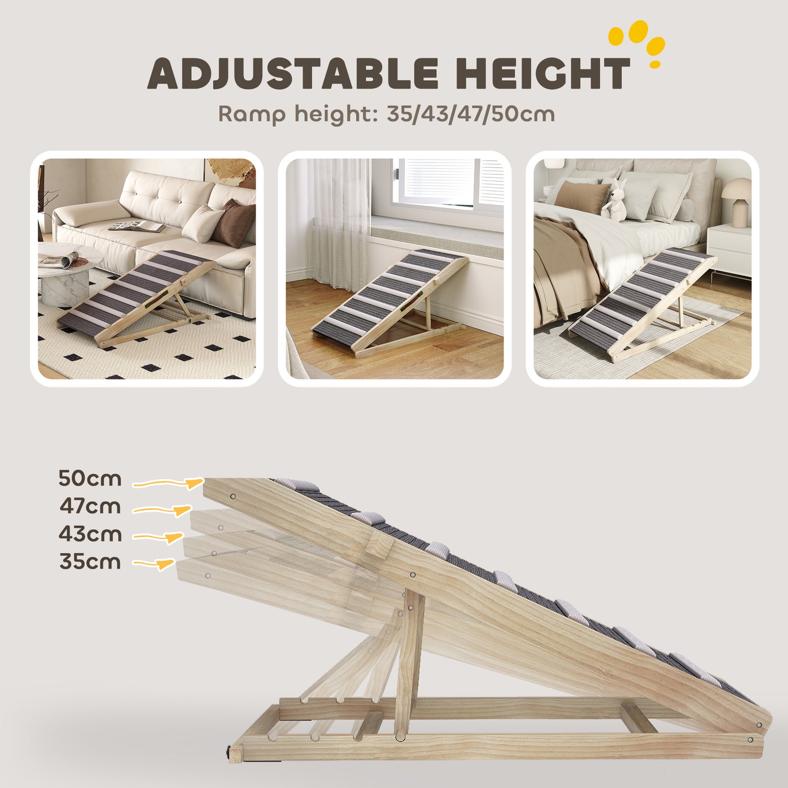 Dog Ramp For Couch, 4 Adjustable Height Dog Climbing Ladder For Bed