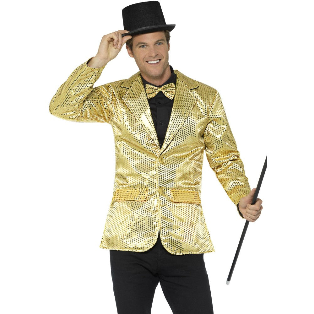 Sequin Jacket, Mens | XL | Gold