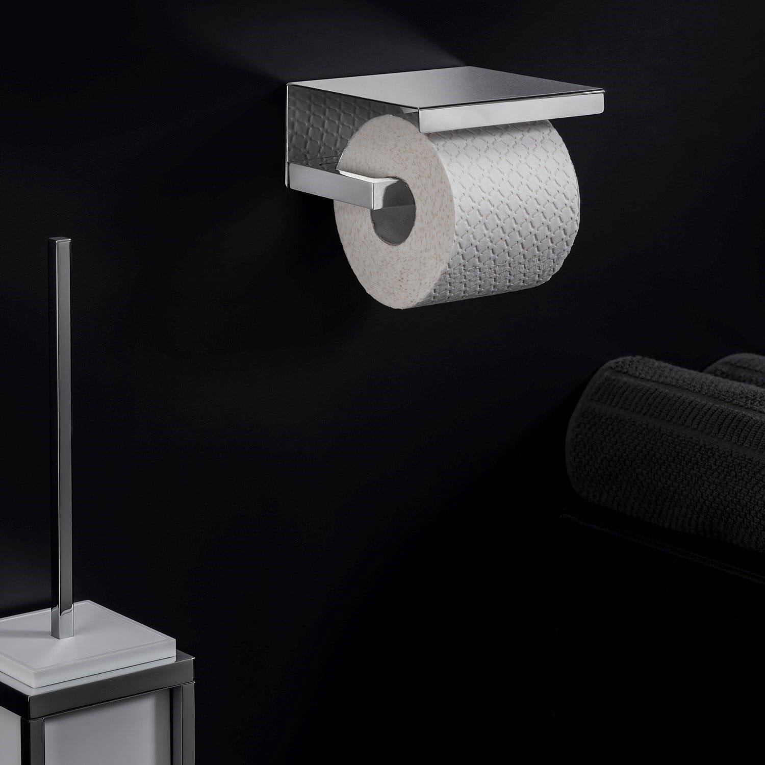Toilet Roll Holder, Silver Gloss, Wall-mounted, 13 Cm Collection The Grid