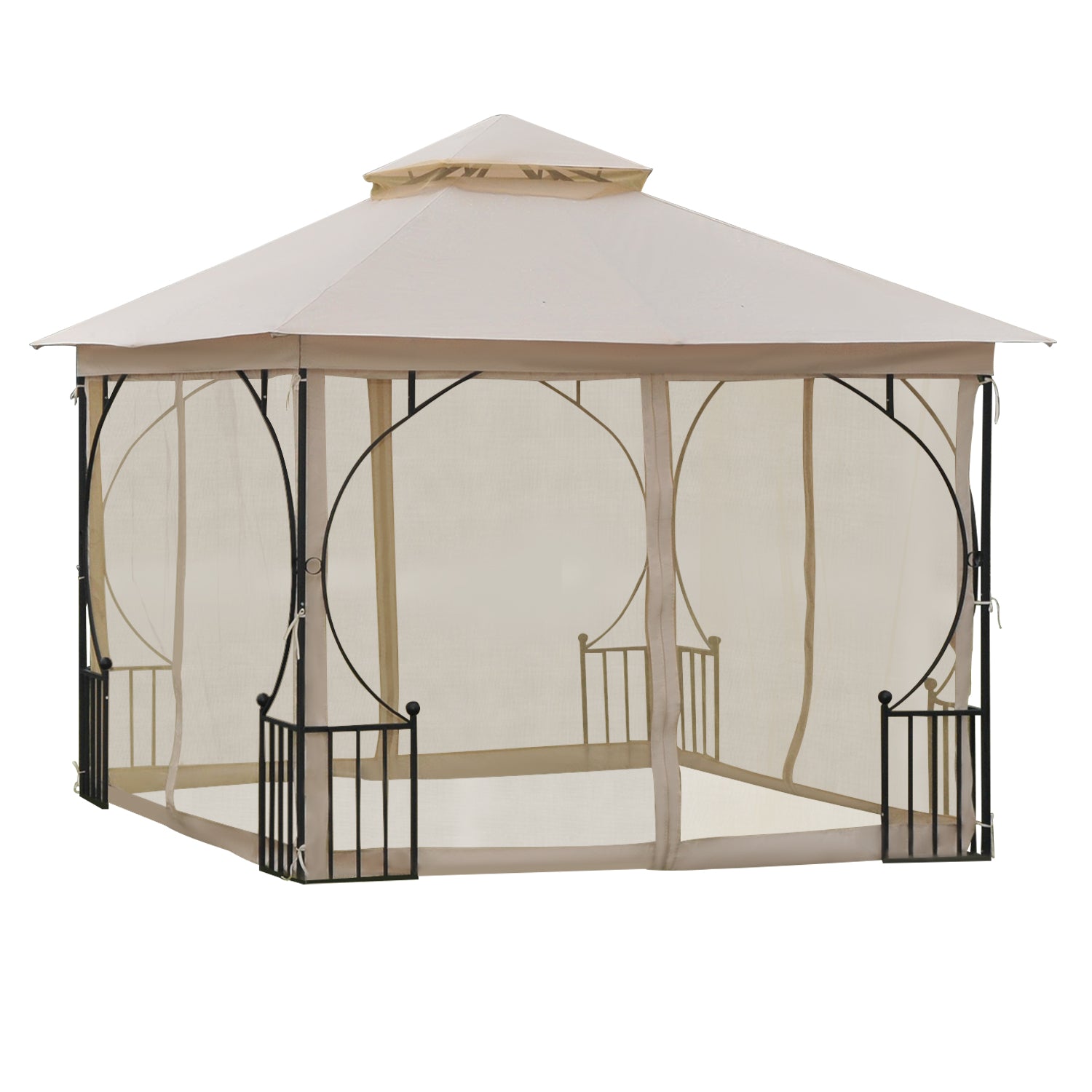 Gazebo Party Tent Canopy Sun Shade For Patio Garden 3x3metre | Beige
