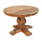 Valentina Round Dining Table – Solid Wood, Sculpted Pedestal Base