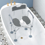 Padded Bath Chair With Slotted Seat And Adjustable Height | One Size | Grey