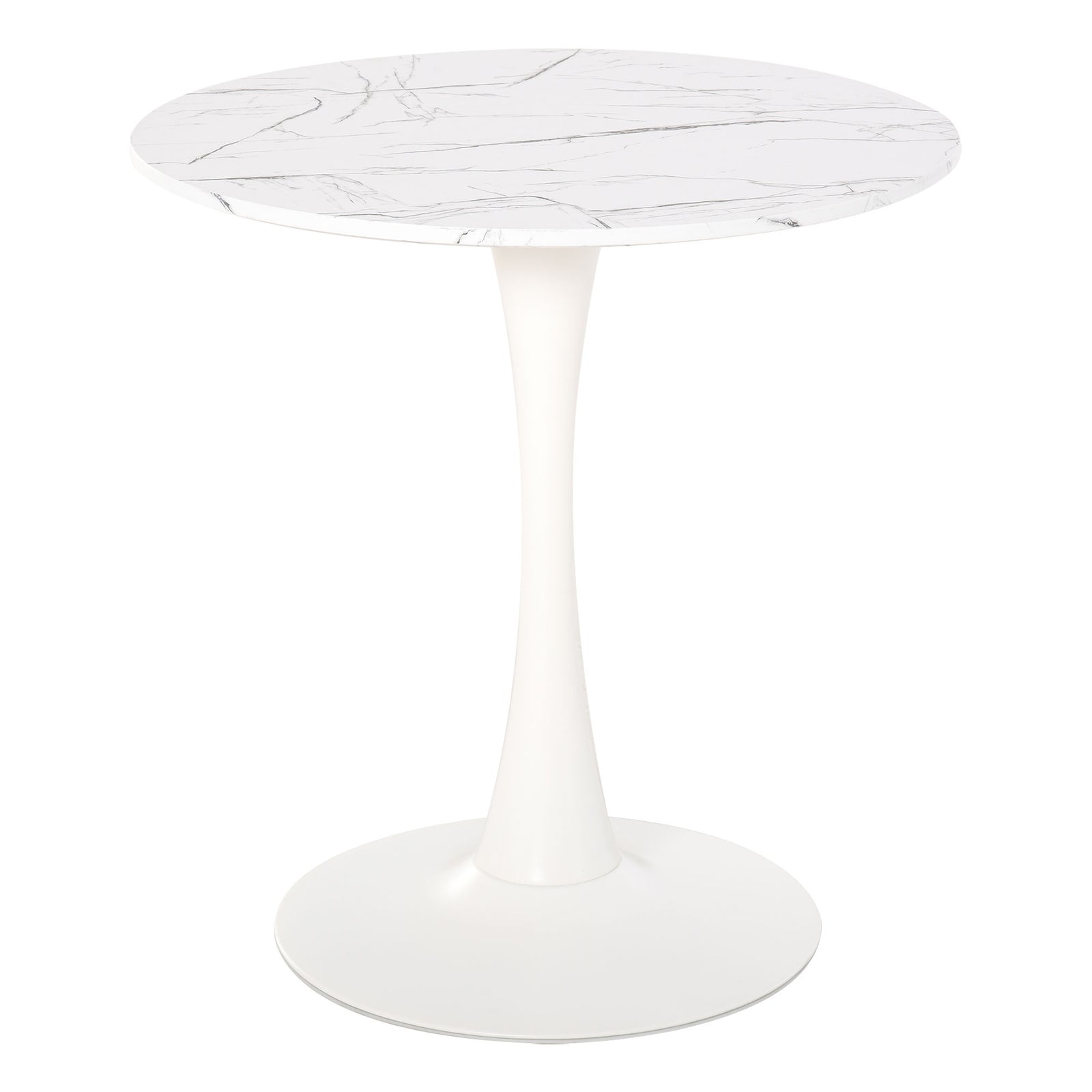 Modern Round Dining Table Leisure Coffee Bistro Table Metal | White
