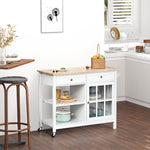 HOMCOM Rolling Kitchen Trolley With Rubber Wood Top