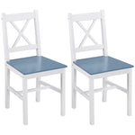 Wood Dining Chairs Set Of 2 W/ Cross Back | White