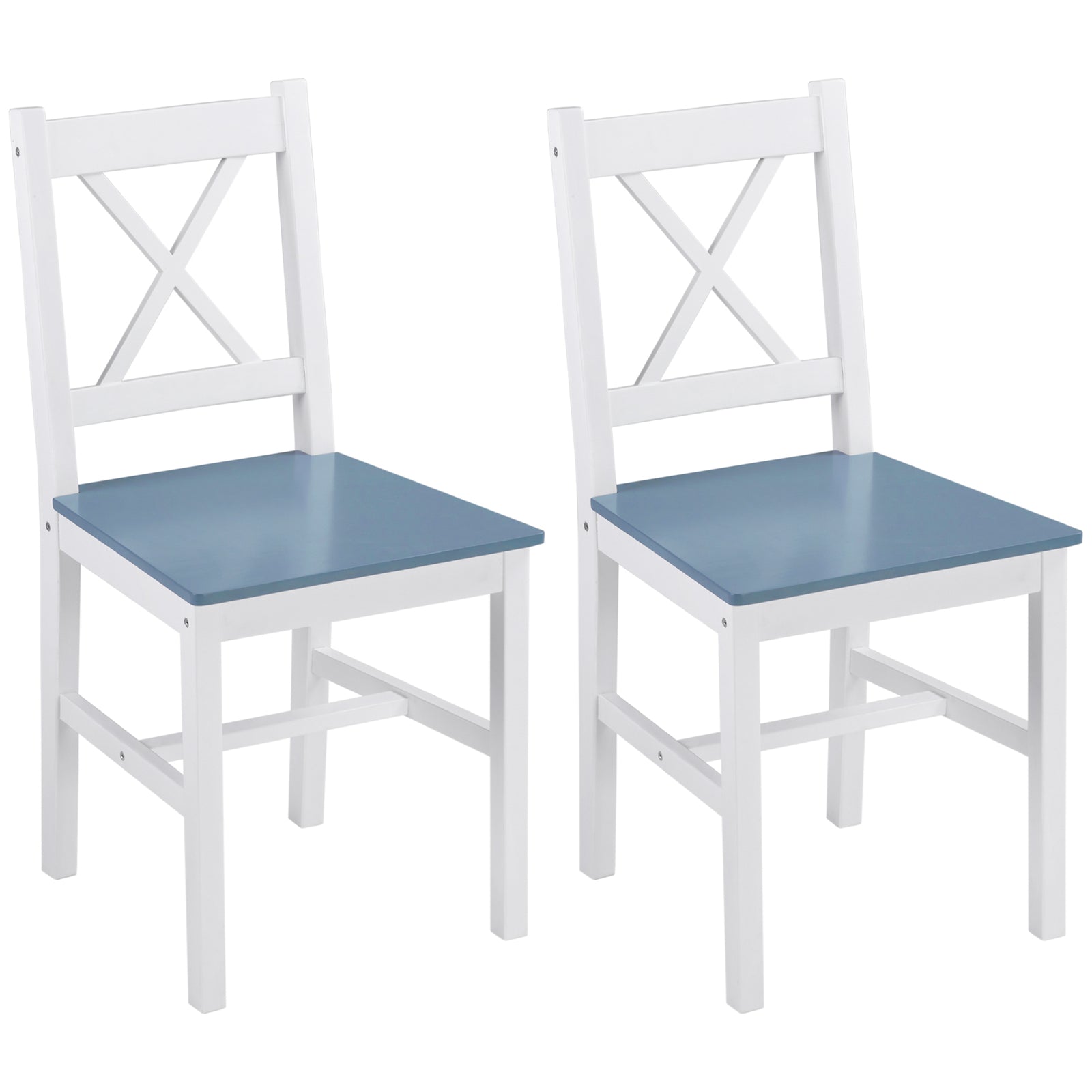 Wood Dining Chairs Set Of 2 W/ Cross Back | White