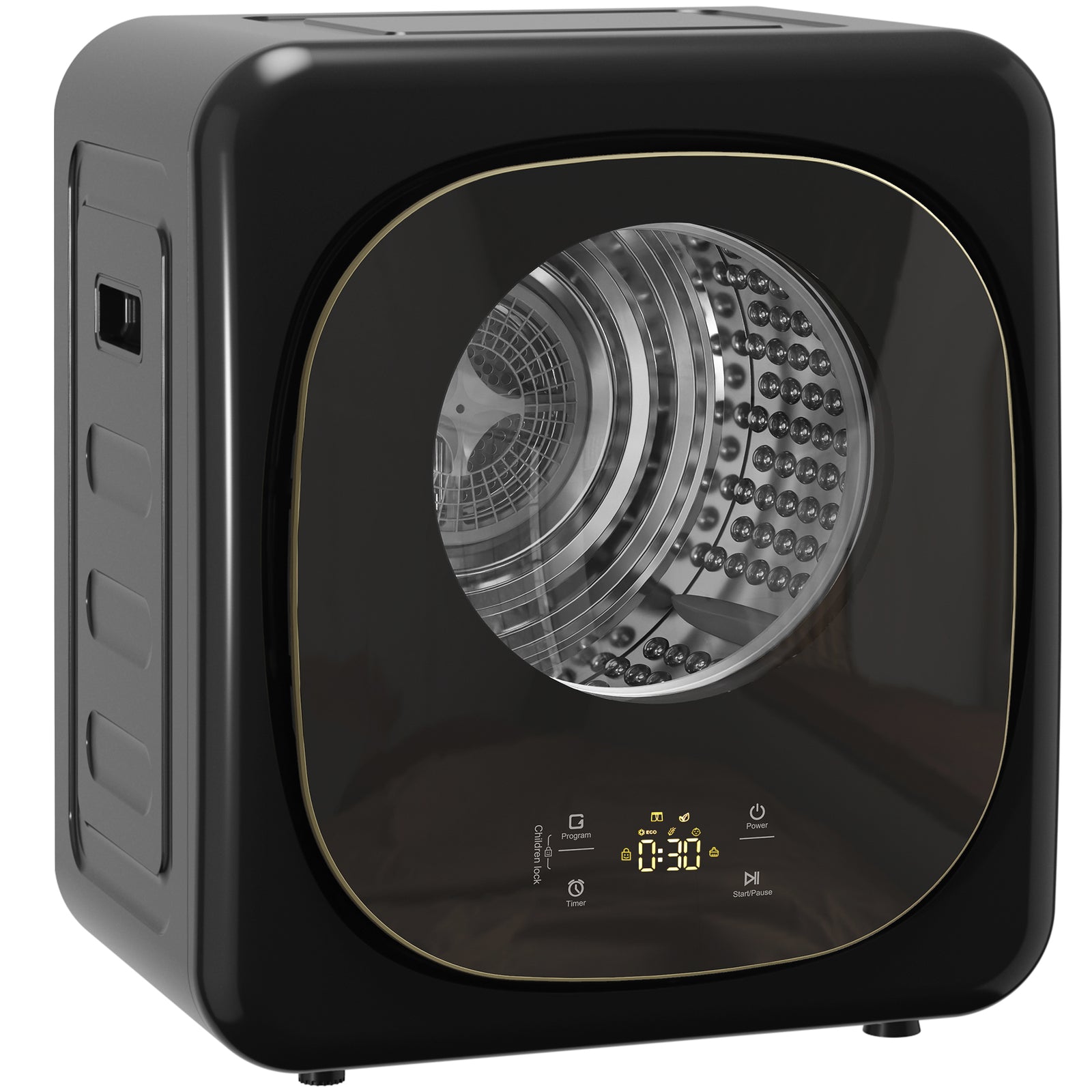 Compact Dryer Machine With 5 Modes, 4kg Small Tumble Dryer | Black