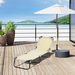 Portable Folding Lounger W/ Adjustable Back | Set-of-1 | Beige