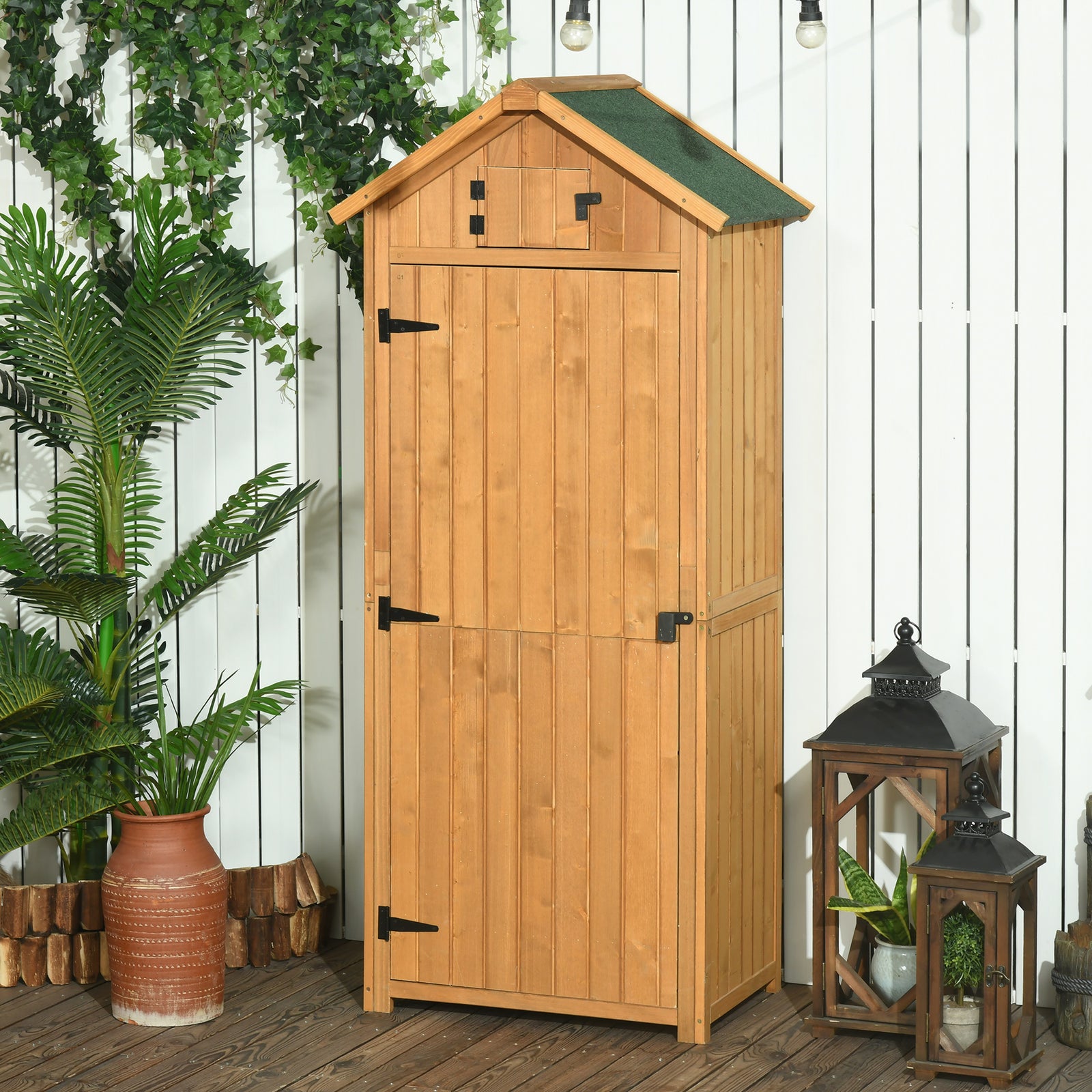 Wooden Garden Storage Shed Tool Storage Box | Brown