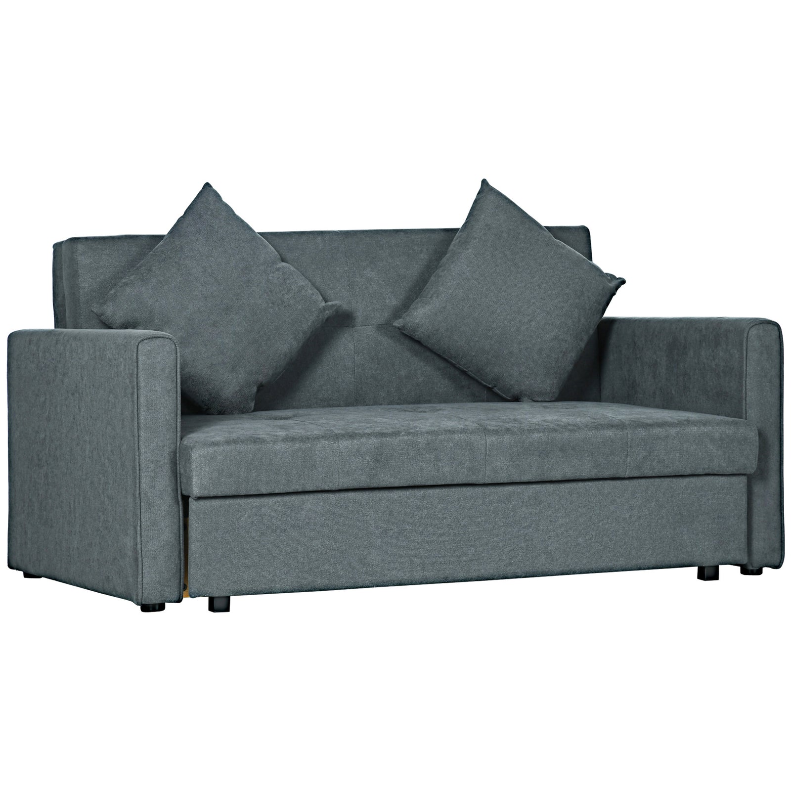 2 Seater Sofa Bed Convertible Bed Settee 2 Cushions Storage | One Size | Dark Gray