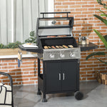 3 Burner Gas Bbq, Trolley, 9kw, Black | Black