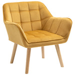 Velvet-feel Accent Chair With Arms Slanted Back Wood Legs | One Size | Yellow