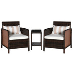 Outsunny 3 Pieces Rattan Bistro Set With Pillows And Cushions