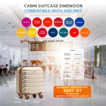 45x36x20cm Lightweight Underseat Cabin Carry On Suitcase - 100+ Airline Approved - Hard Shell Luggage - 4 Wheels | 45 x 36 x 20cm | Cream