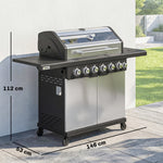 6+1 Burner Gas Bbq Grill, Barbecue Grill With Warming Rack | Silver