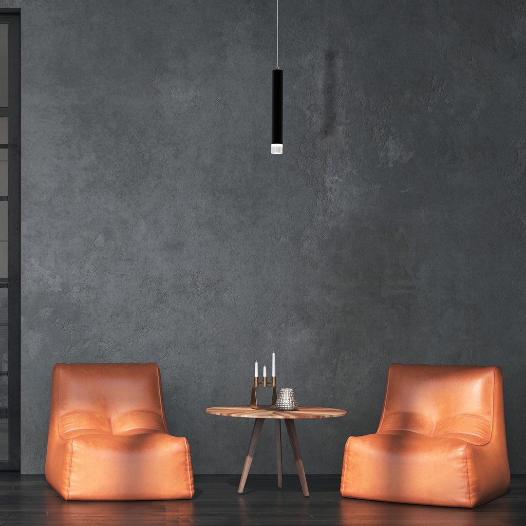 Carbon Black Led Pendant Lamp 1x5w Eye Catching Contemporary Cylindrical Lights With Built In Low Consumption Light Source