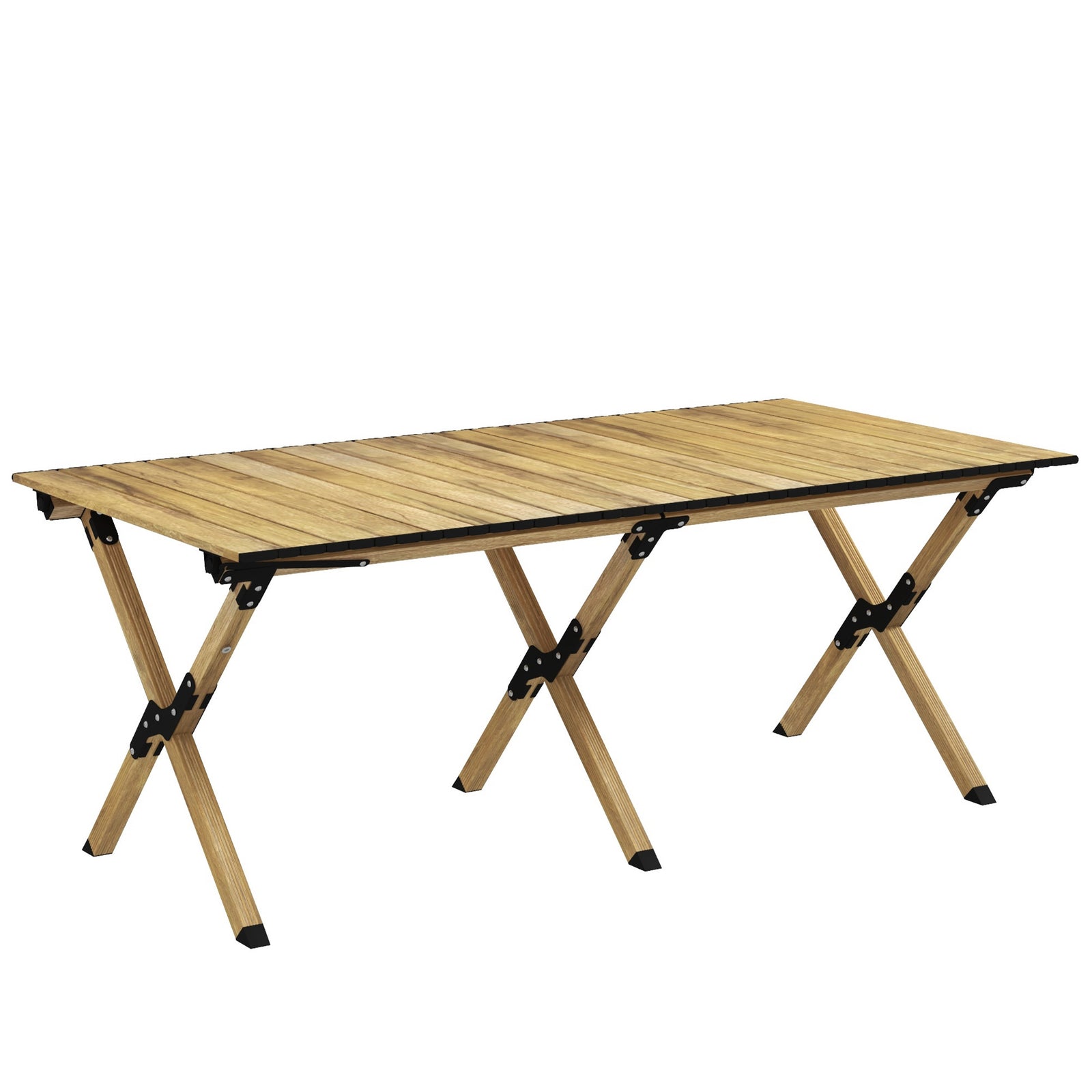 Folding Camping Table Aluminium Picnic Table W/ Roll-up Top