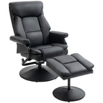HOMCOM Pu Leather Swivel Recliner Armchair With Ottoman, Black